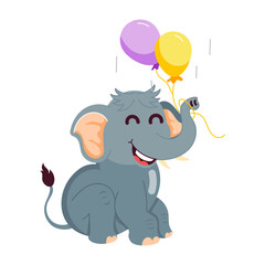 Poster - Cartoon style mascot of elephant balloons 

