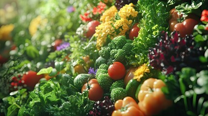 Wall Mural - Organic salad, colorful mix of fresh vegetables, 3D illustration