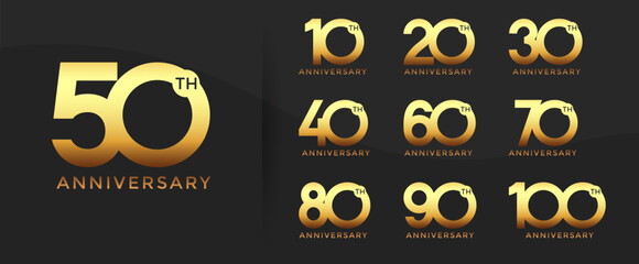 anniversary logo style set with gold color can be use for celebration moment