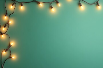 Wall Mural - Minimal party lights string decoration on green background, 3D illustration