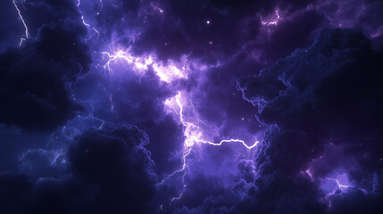 Wall Mural - lightning strom in the cloudy night sky