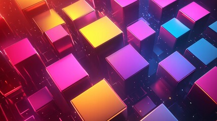 Colorful abstract cubes in a vibrant digital space.
