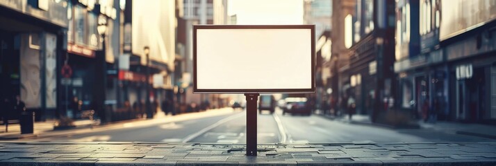 Canvas Print - Vertical advertising billboard and text in an urban environment with an empty background mockup.