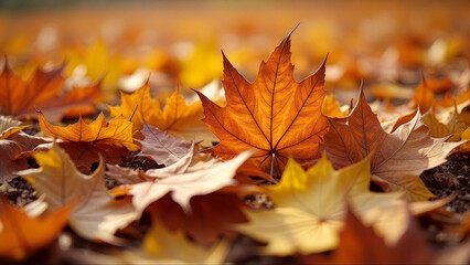 A pile of yellow leaves with a single leaf in the middle