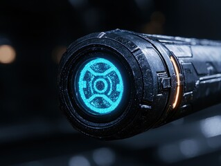 Sticker - Glowing sci-fi weapon in the dark