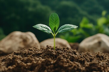 Canvas Print - young plant growing in soil