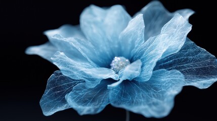 Canvas Print - Ethereal blue flower in the dark