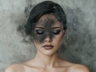 Poster - Dramatic portrait of a woman with smoky eye makeup