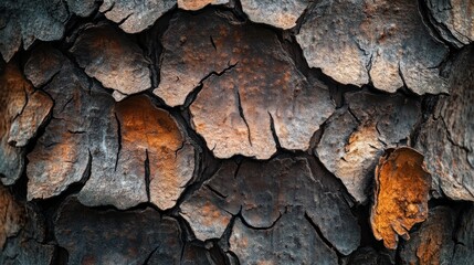 Poster - Close-up of Cracked and Weathered Tree Bark