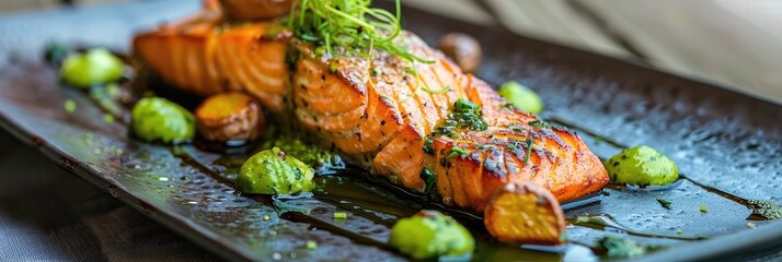 Sticker - Delicious Fresh Salmon with Tangy Wasabi and Ginger Sauce