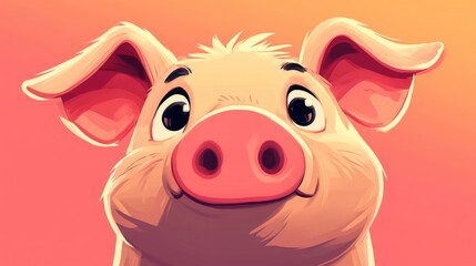 Wall Mural - Cartoon illustration of a pig s face