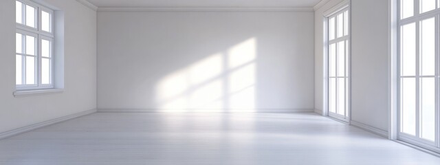 Poster - 3D rendering of a white empty room featuring Scandinavian interior design