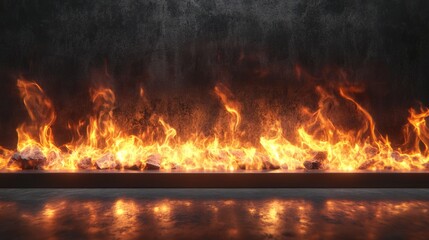 Poster - 3D rendering of flames in a firebox