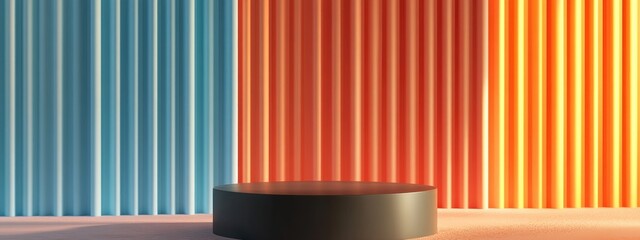 Poster - Minimalistic abstract background with a pedestal in 3D rendering