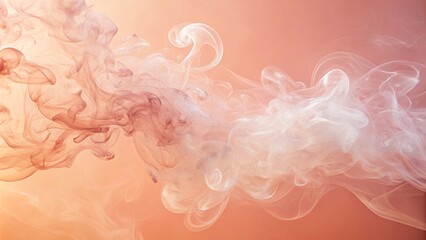 Wall Mural - peach smoke swirling in a soft pink background , pastel, abstract, delicate, dreamy, soft, aesthetic