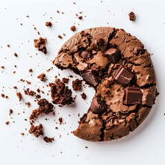 Canvas Print - photograph of a chocolate cookie and crumbles on a clean white background