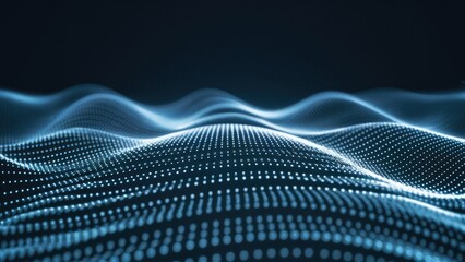 Poster -  Monochromatic Dot Wave Technology Texture Background - Abstract Digital Data Concept