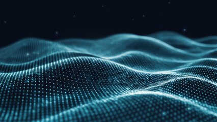Poster -  Monochromatic Dot Wave Technology Texture Background - Abstract Digital Data Concept
