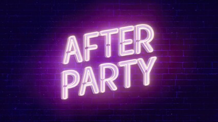 Poster - Neon Light After Party Text with Shimmering Effect