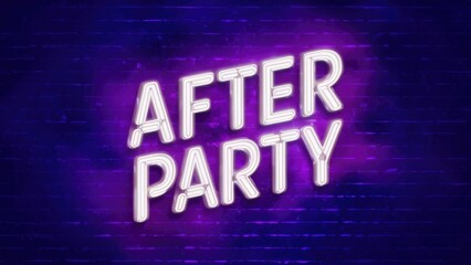 Poster - Neon Light After Party Text with Shimmering Effect