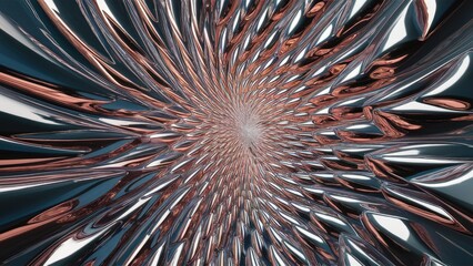 Poster - Organic Chrome Reflective Metal Geometry - Contemporary Isolated Surface Design in High-Quality 3D Rendering
