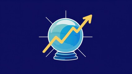 Aufkleber -  Predictive Analytics Concept Featuring Crystal Ball and Upward Trend Emoji.