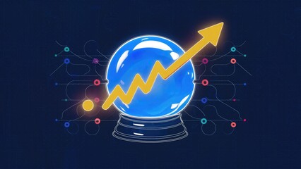 Poster -  Predictive Analytics Concept Featuring Crystal Ball and Upward Trend Emoji.
