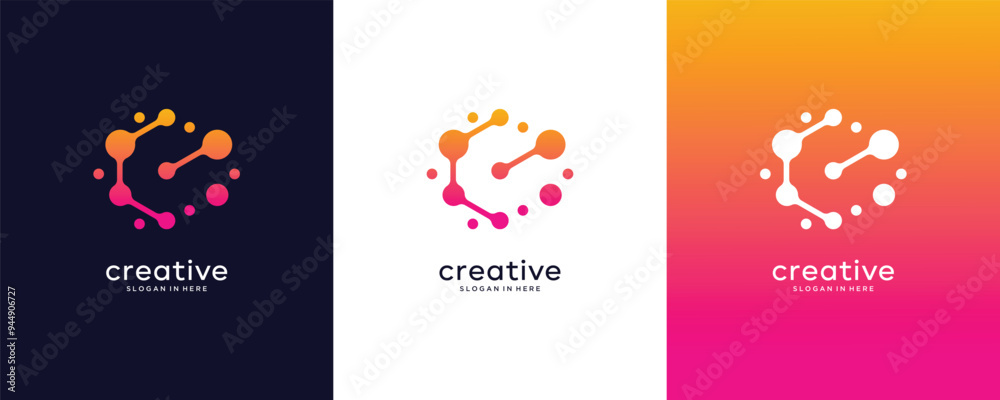 Abstract Digital technology with initial letter C logo design template ...