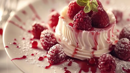 Wall Mural - mousse with raspberries