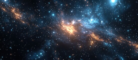 Wall Mural - Dark interstellar space illustrated in 3D cartoon rendering