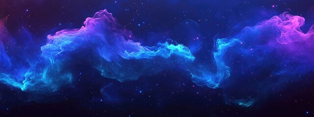 Poster - Nature space background with a cosmic texture featuring a 3D cartoon rendering of a star nebula and a dark blue universe creating a serene gradient scene that evokes a deep fantasy atmosphere in t