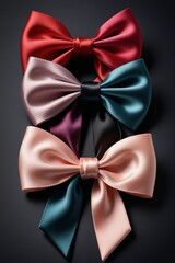 A collection of colorful ribbons and bows isolated on a clean dark background