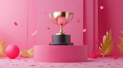 Poster - 3D illustration of a trophy for a podium award ceremony