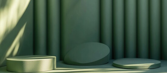 Aufkleber - 3D rendering of a luxurious green khaki geometric abstract background ideal for product promotion introductory presentations and wallpaper