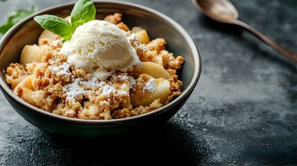 Warm and comforting apple crisp with a scoop of creamy vanilla ice cream the perfect fall dessert to indulge in and savor the flavors of the season