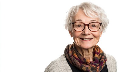 Smiling elderly woman isolated