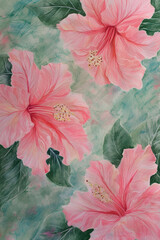 Sticker - Beautiful watercolor of swamp hibiscus flowers  ,hibiscus flower in watercolor style