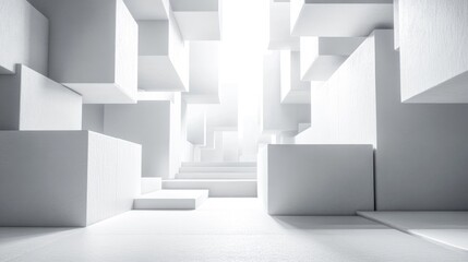 Poster - 3D rendered illustration featuring a geometric cube composition ideal for use as a background