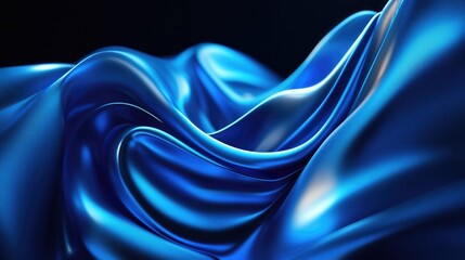 Poster - 3D rendering of an abstract composition featuring dynamic blue curves