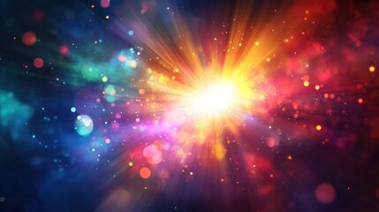 Poster - Colorful light flares create a striking effect against a dark backdrop Vibrant lights form a captivating illustration