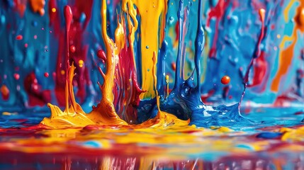 Poster - A splash of paint with colorful drips