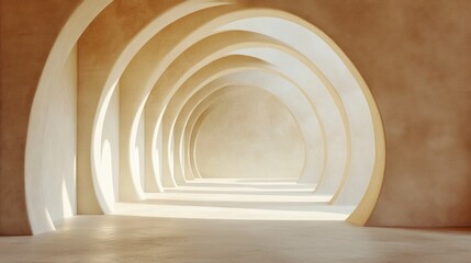 Poster - Abstract architectural background featuring an arched interior in a 3D render