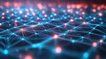  - Abstract analysis of a grid mesh on a blue background featuring blurred lines and lens effects representing big data 3D diagram algorithms and network concepts Data visualization