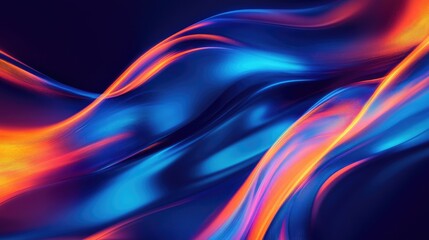 Poster - Abstract background featuring a luminous blue and orange wave pattern
