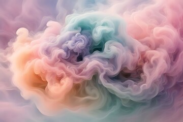 Wall Mural - A swirling cloud of colored smoke with soft pastel hues blending together in a gradient, AI Generated