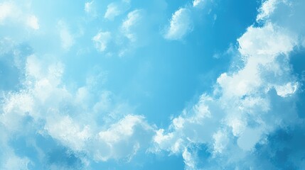 Poster - Abstract blue sky background with soft scattered clouds featuring a three dimensional illustration effect