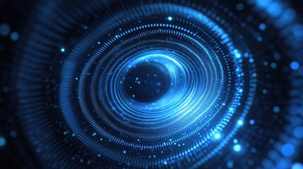 Poster - Abstract blue tunnel background featuring stunning circles and particles