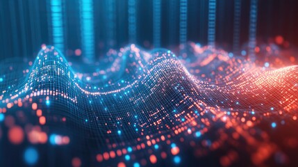 Poster - Abstract digital technology background featuring interconnected dots and lines representing big data in a 3D rendering
