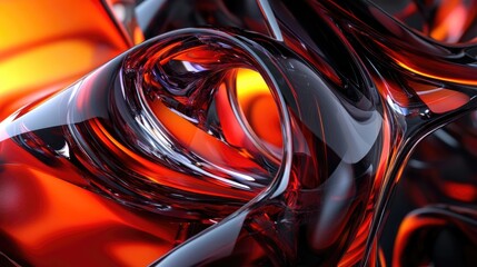 Poster - Abstract glass formation on a dark backdrop rendered in 3D