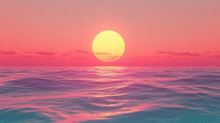 Poster - Abstract Minimalist 3D Render of a Sea Sunset Background